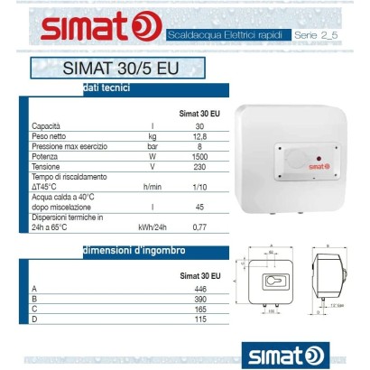 SIMAT 50 V/2 EU SCALDABAGNO...